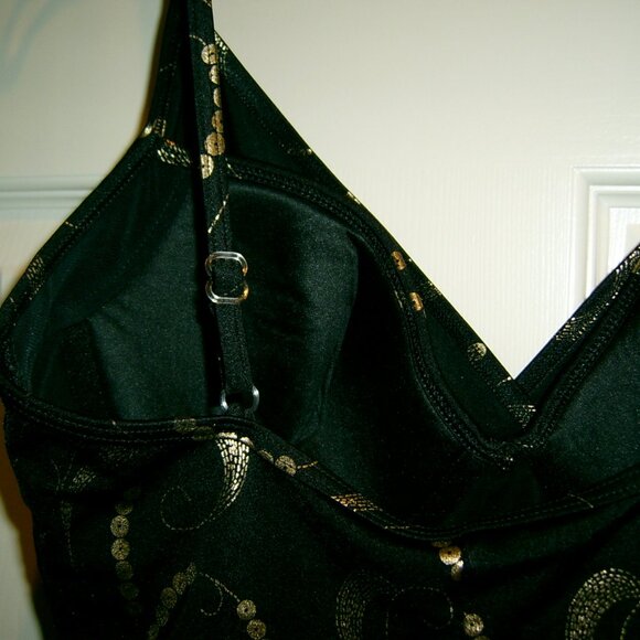 Shape FX Swim 1-Piece Black & Gold Swimsuit, Size 12 - Picture 4 of 5